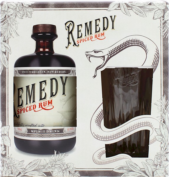 Remedy Spiced Rum und Highball-Glas / in Geschenkbox // 0,7L 41,5%
