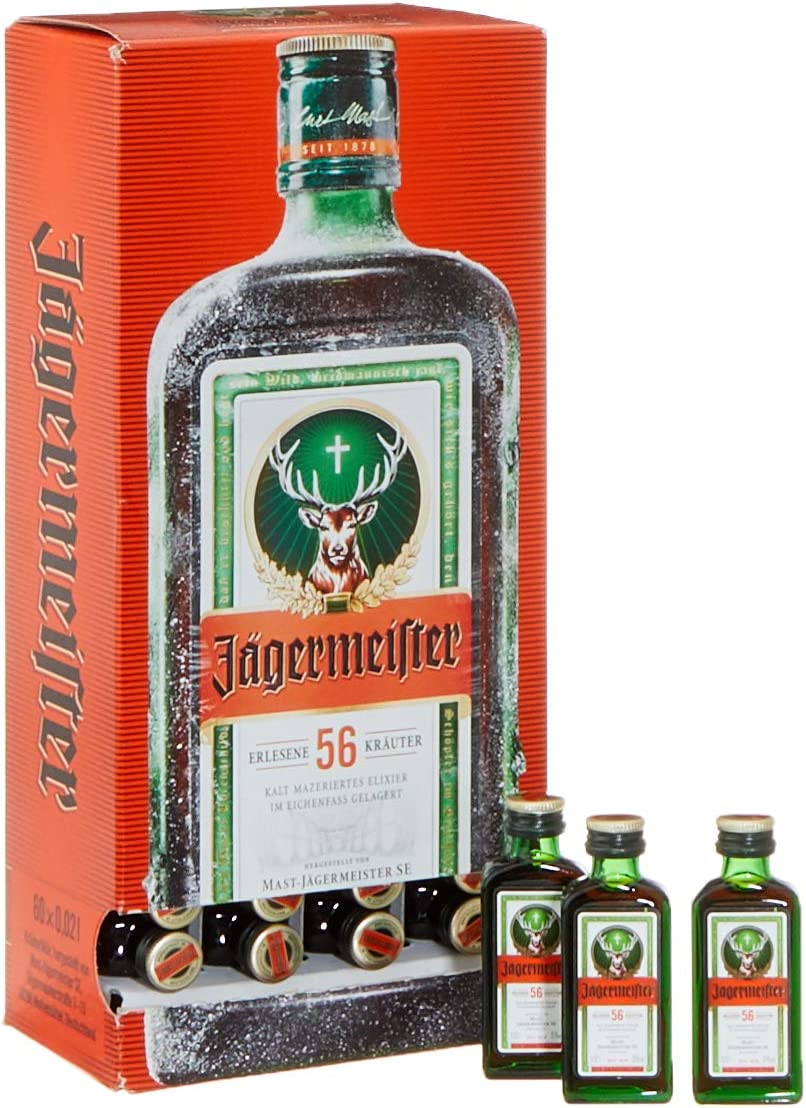 Jägermeister Automat mit 60 Shot-Fläschchen // (60x 2cl) / 35% Vol. |  Kräuterlikör | Likör | Spirituosen | Bundesbrand
