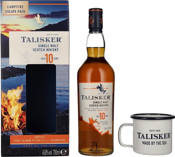 Talisker 10yo "Campfire Escape Pack" Single Malt Scotch Whisky Set /in Geschenkbox // 0,7L / 45,8%