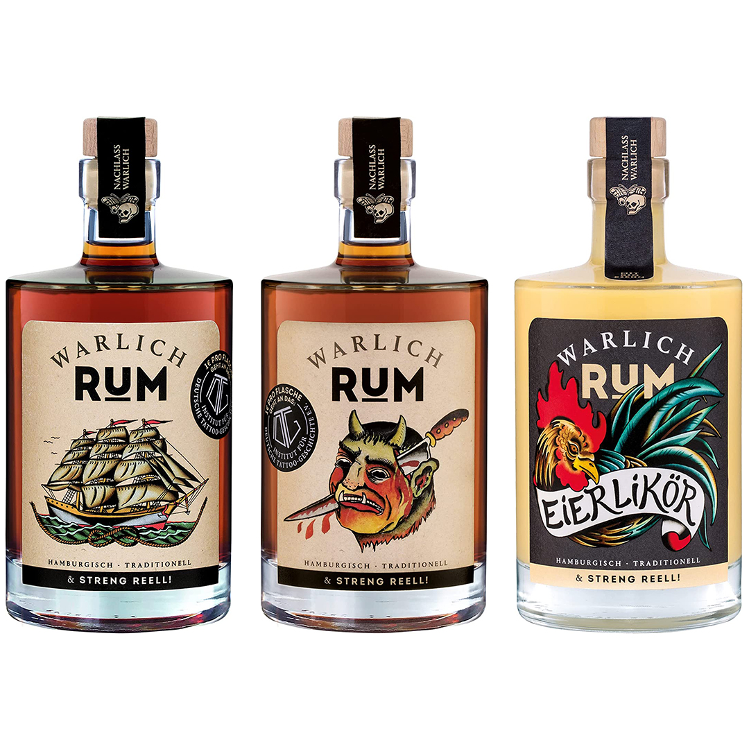 Warlich Set: Dreimaster Rum, | Bundesbrand | | Rum und Demon 3x500ml Eierlikör Spirituosen Rum // Rum 
