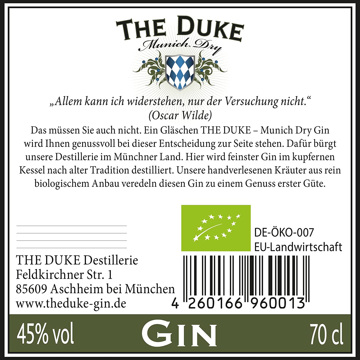 Gin Dry The 45% Duke | Spirituosen 0,7L | | Vol. Bundesbrand Dry Munich // | / Gin Gin